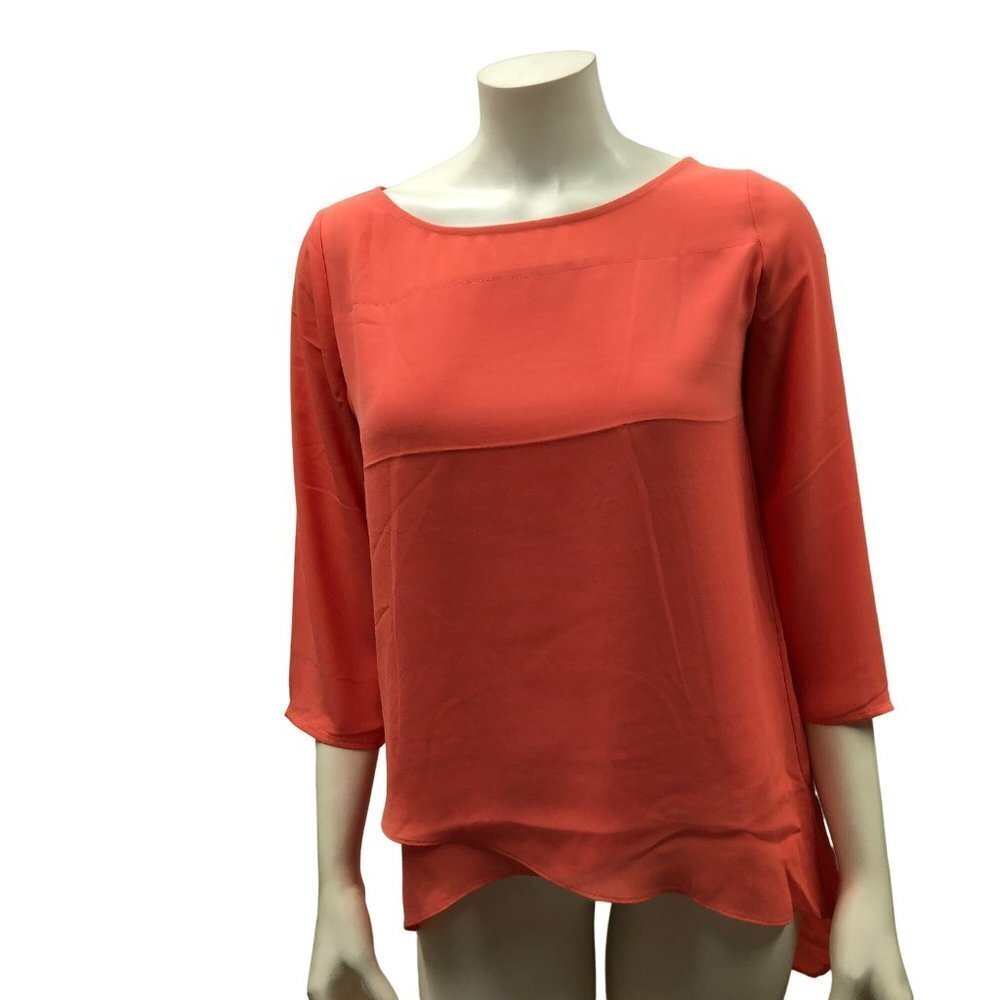 THE‎ LIMITED 3/4 SLEEVE ORANGE CHIFFON TOP SM